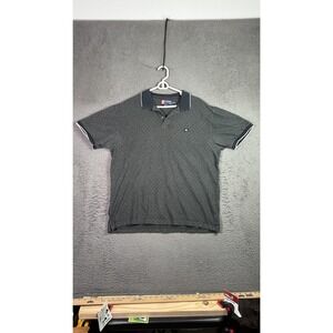 Chaps Ralph Lauren Polo Shirt Mens XL Black Gray Diamond Pattern Collared Casual